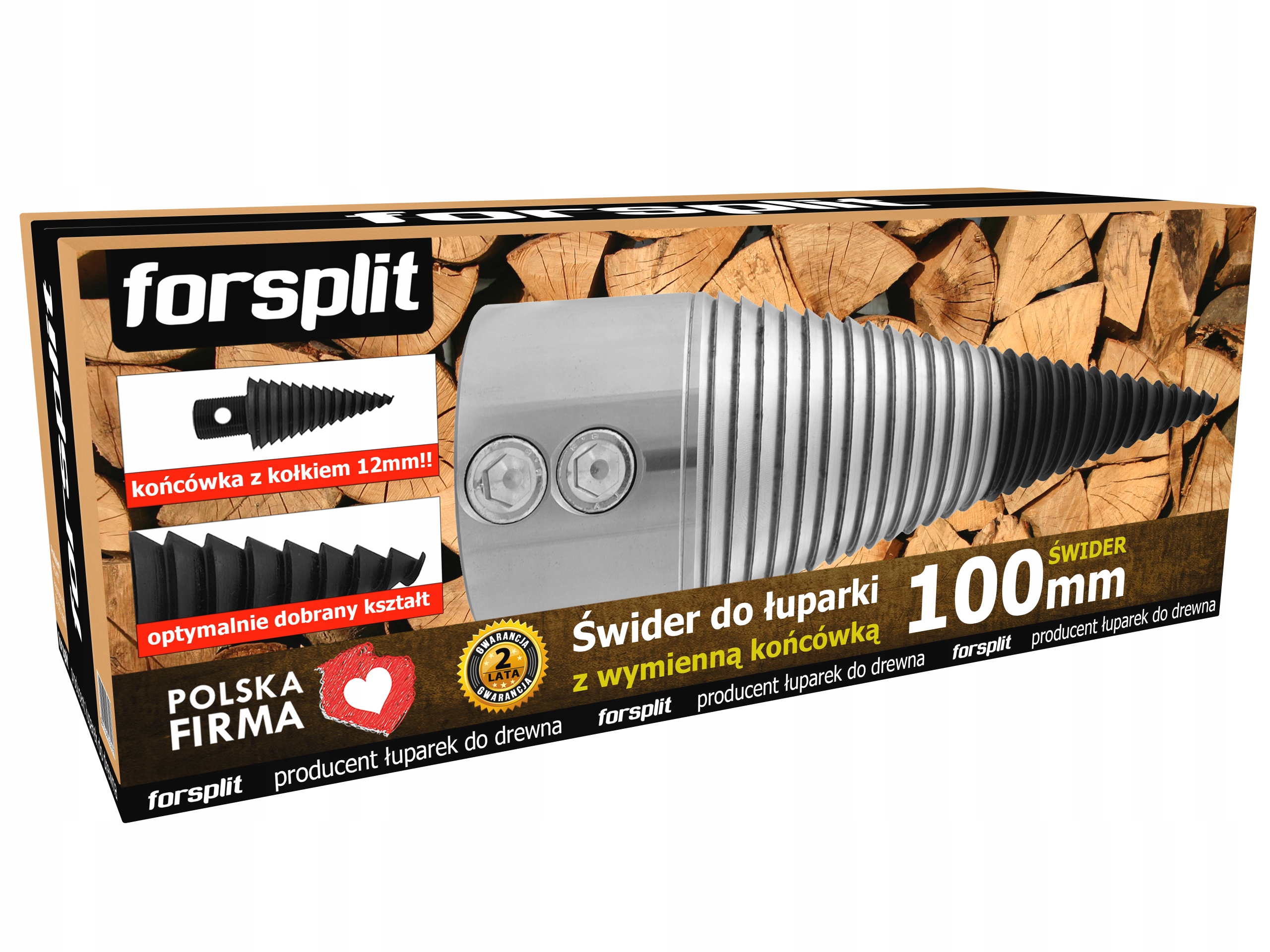Štiepačka dreva / štiepací šnek 100 / 40 mm / kužeľ s hrotom / štiepkovač
